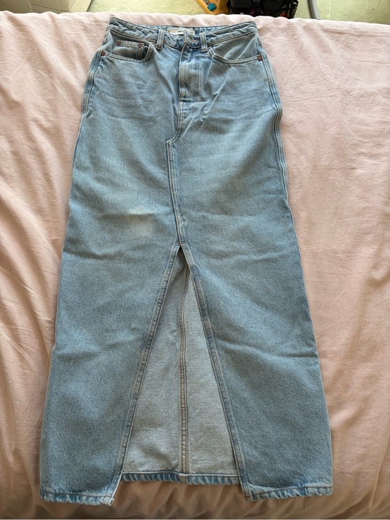 Mango Dresses & Skirts - Mango Light Blue Denim Maxi Skirt with Front Slit